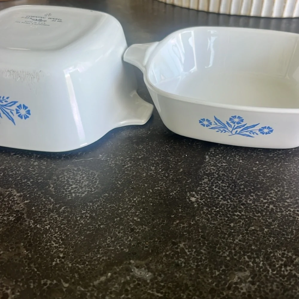 Vintage Corningware white w/ blue cornflower set of baking dishes 22 oz …